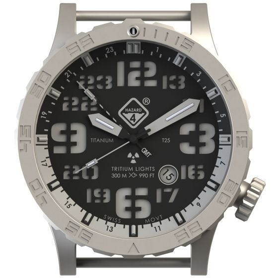 Hazard 4 Heavy Water Diver Titaani-tritiumkello - Blacktie Valkoinen GMT Sininen/Punainen