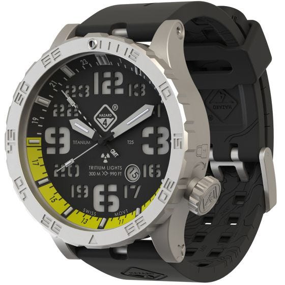 Hazard 4 Heavy Water Diver Titaani-tritiumkello - Blacktie Keltainen GMT Vihreä/Keltainen