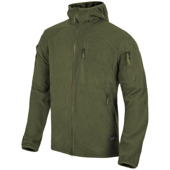 Helikon Alpha Hupparitakki Ruudukkofleece - Oliivinvihreä