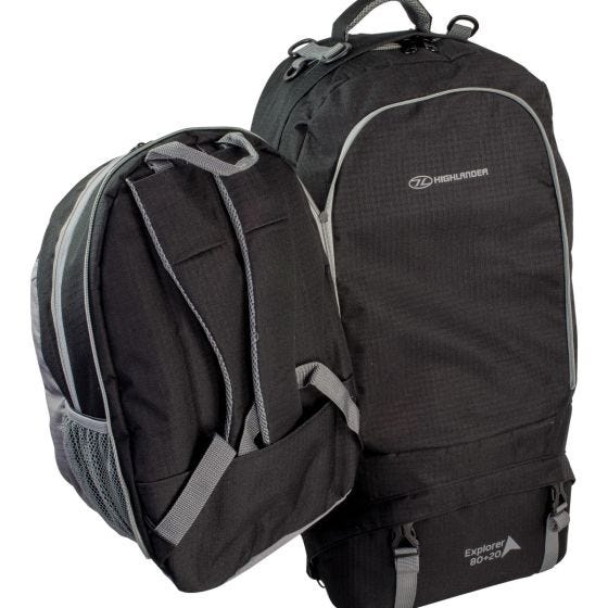 Highlander X-plorer Rinkka 80 + 20 L Musta