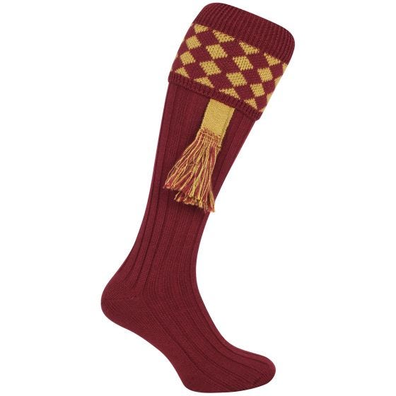 Jack Pyke Harlequin Metsästyssukat Burgundy/Kulta
