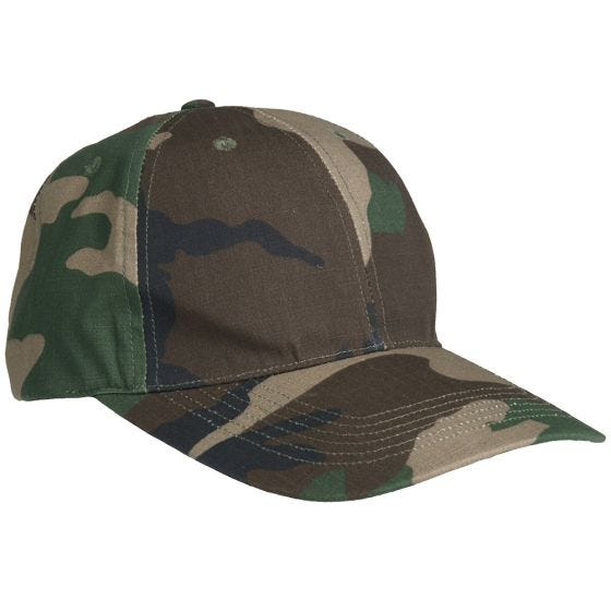 Mil-Tec Metallisoljellinen Baseball-lakki Ripstop Woodland