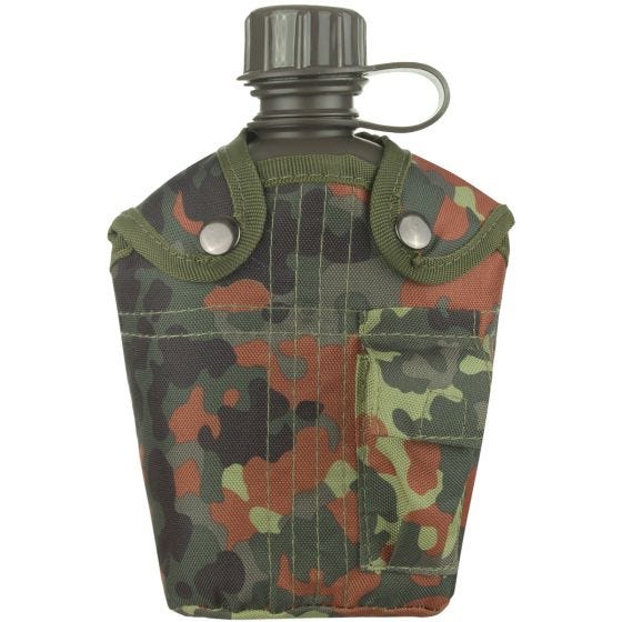 Mil-Tec Kenttäpullo ja Suojus 1 Litraa Flecktarn